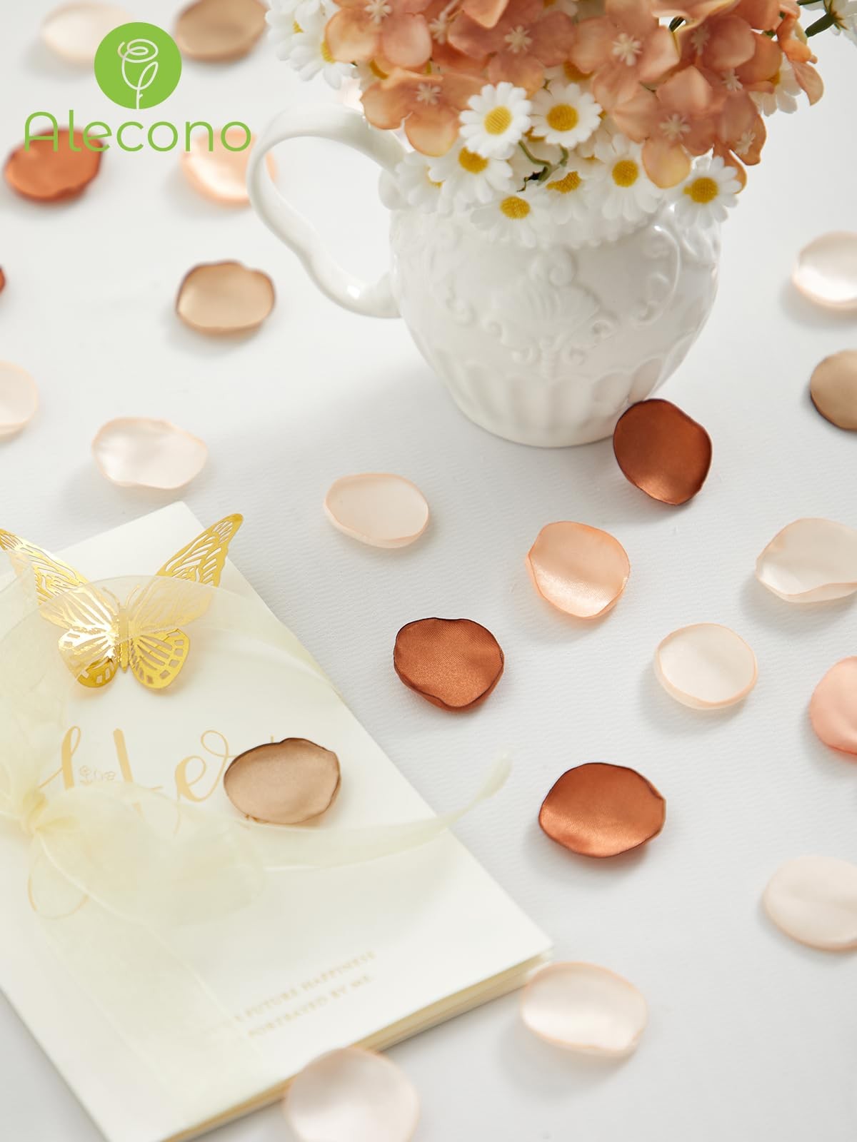 𝟰𝟬𝟬𝙋𝙘𝙨 Silk Rose Petals, Faux Rose Petals Orange Rose Petals for Weddin…