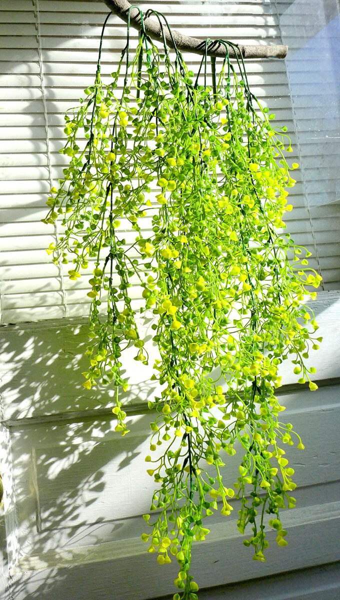 2 Pcs Artificial Plant Yellow Plastic Admiralty cane rattan Hangings (V8)