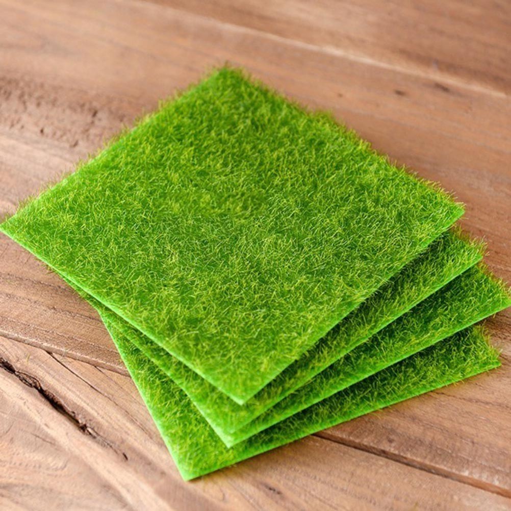 6Pcs Reusable Green Simulation Lawn Artificial Grass for Miniature Garden