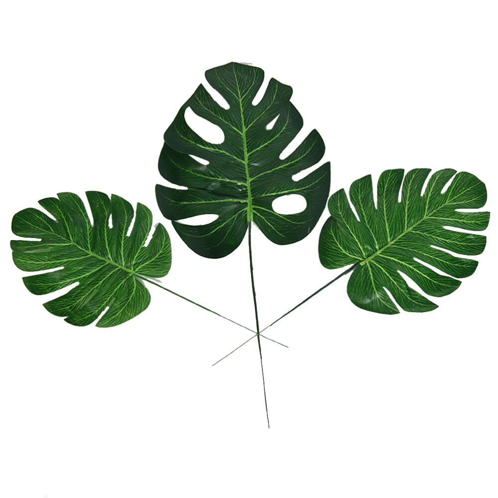 10 Pcs Simulated Green Leaf Decoration Fake Plants Greenery Monstera Realistic