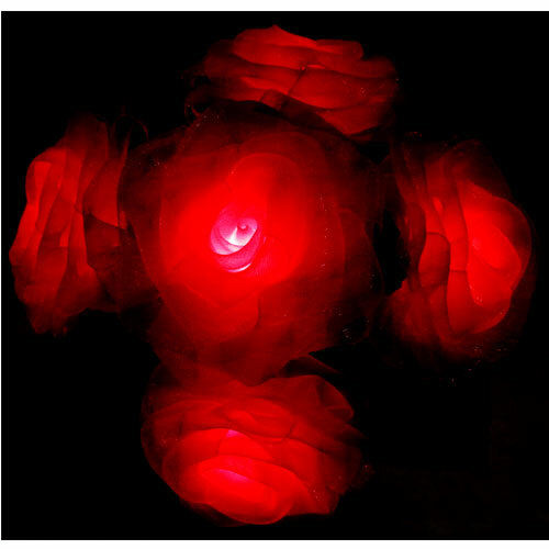 Wild Roses Lighted Red Flashing Pink Flowers Lamp Battery Powered Light NEW