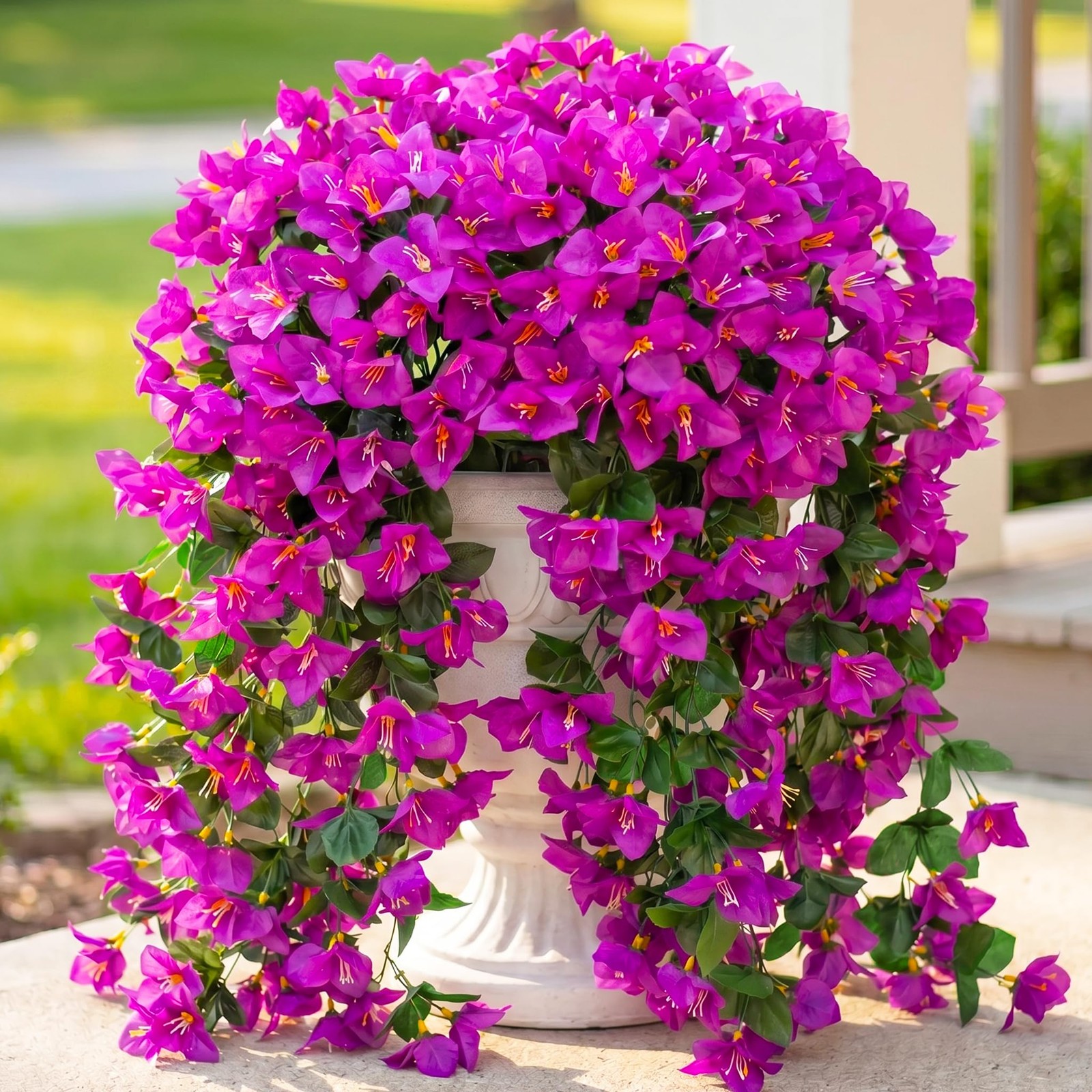 3 Pcs Artificial Hanging Bougainvillea Flowers for Outdoors, Fake Hanging Pla…