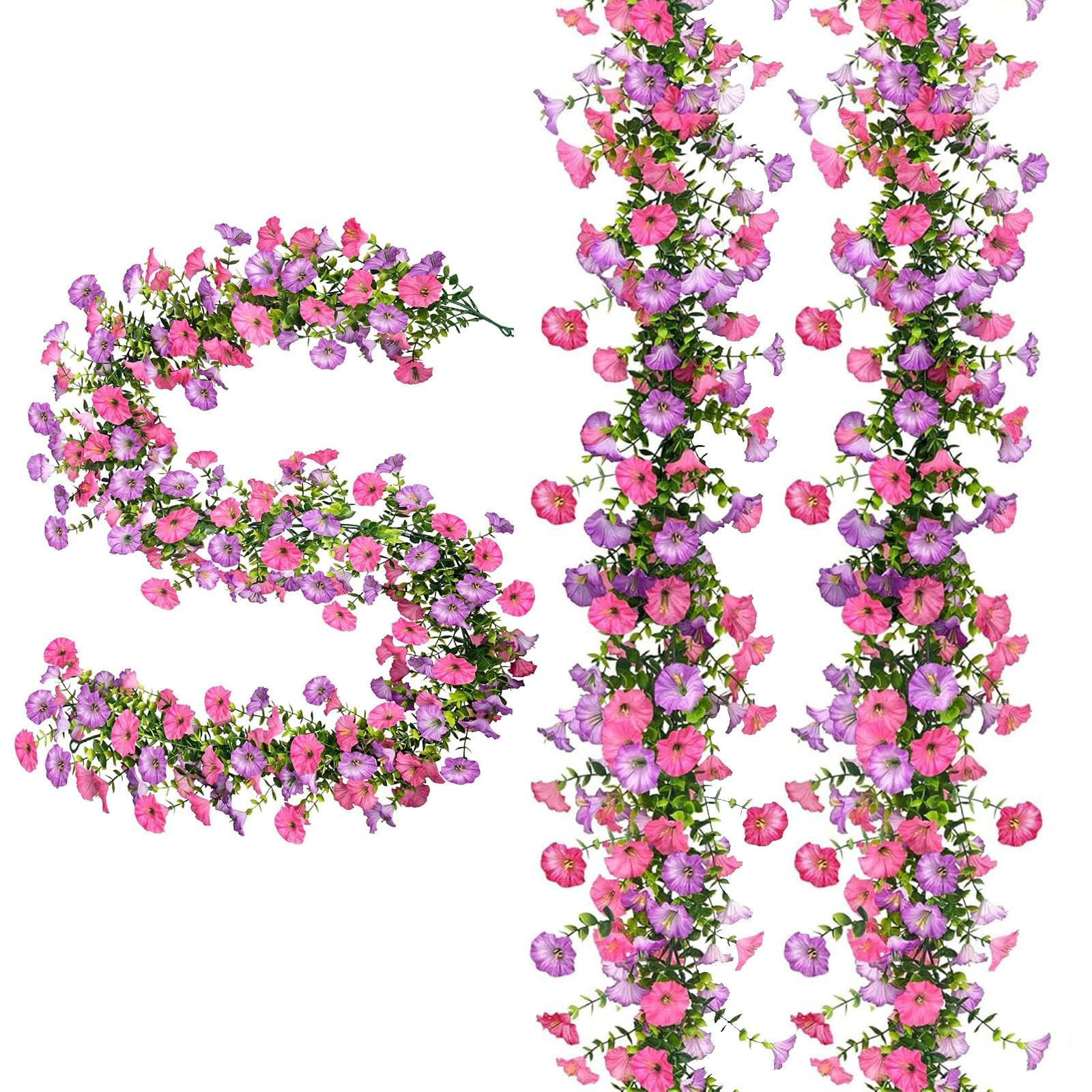 2 Pack Artificial Flowers Garlands, 6FT Faux Morning Glory Floral Vines Silk …