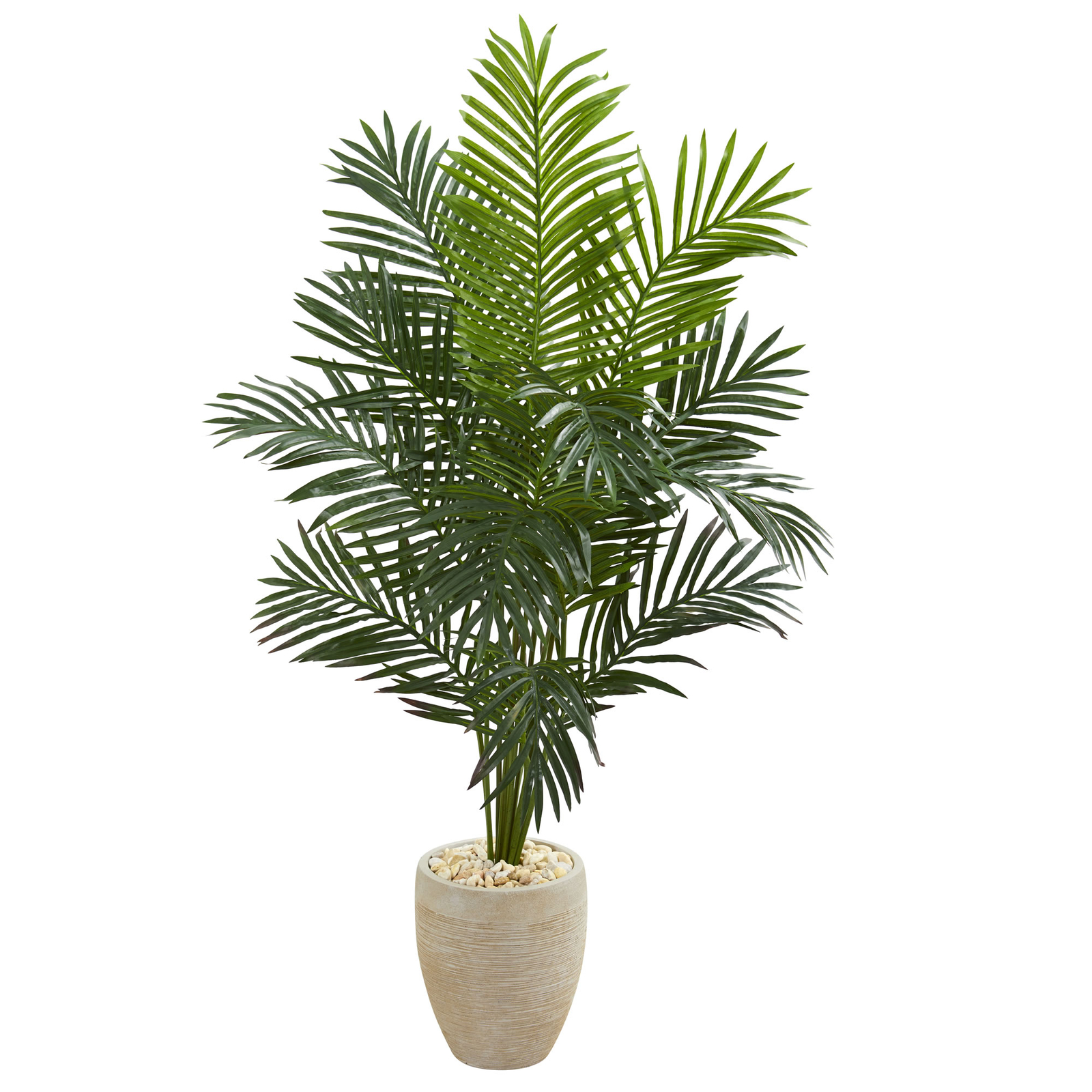 Paradise Artificial Palm Tree Nearly Natural 5.5’ In Sand Colored Planter Decor