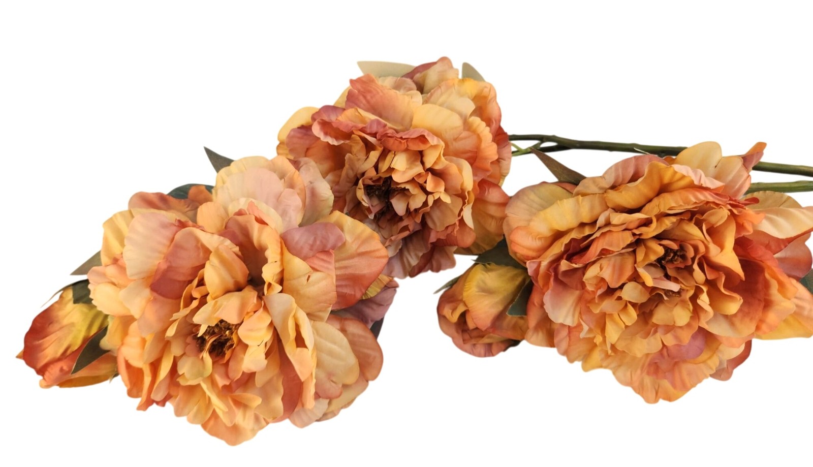 Faux Peony Stem Peach Coral 18 Inch Artificial Silk Flower Wedding Decor