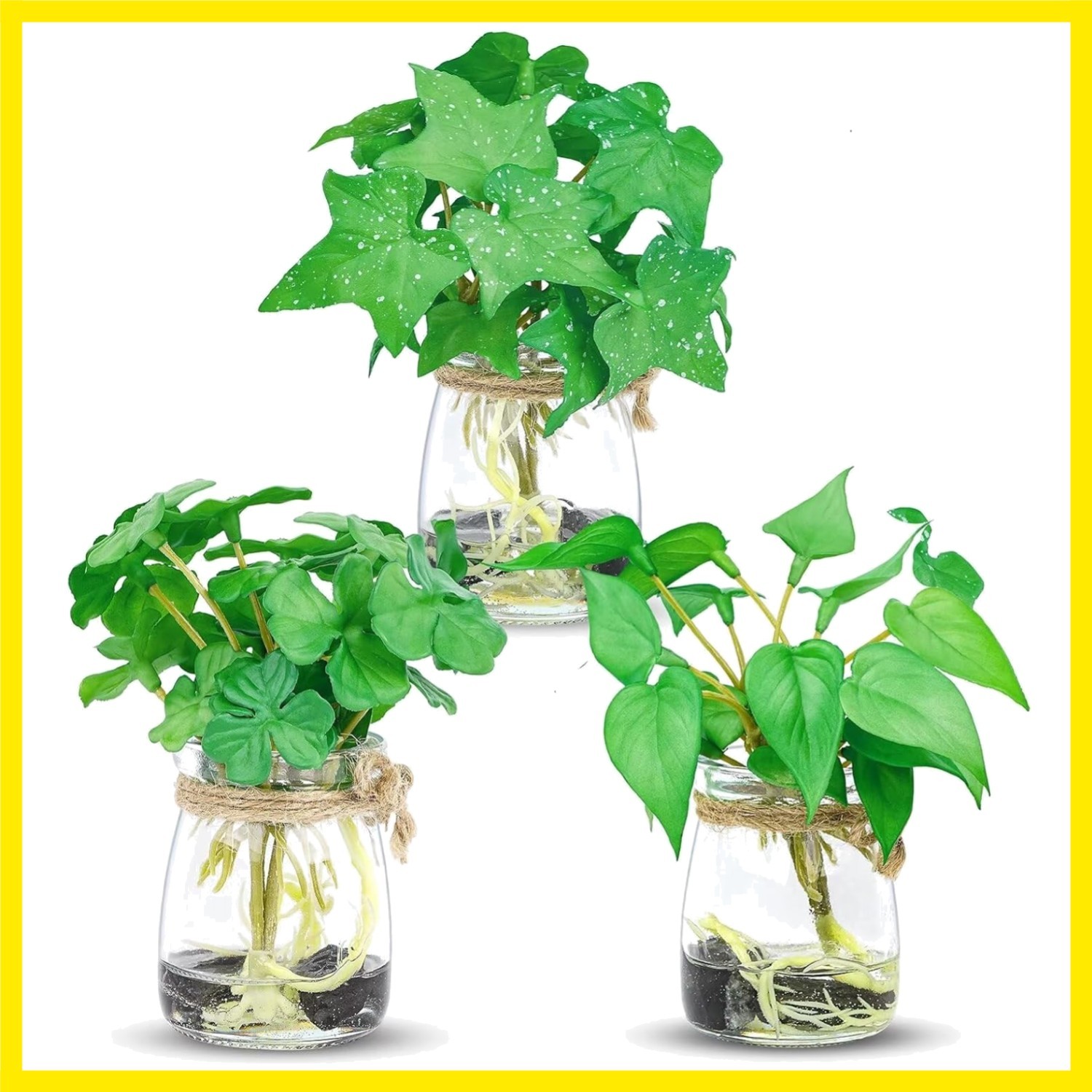 3 Pack Small Potted Plants with Faux Water, Real Touch Leaves Fake Plants in …