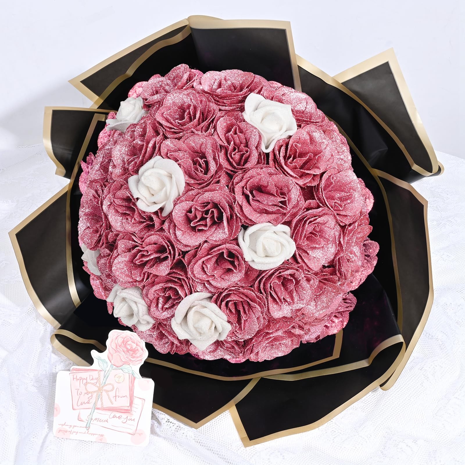 36+20 Glitter Roses Bouquet, DIY Fake Flowers Bouquet, Craft The Initials of …