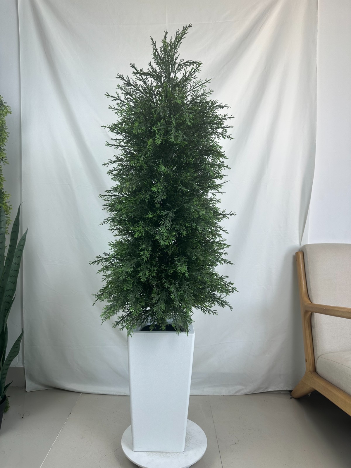 120cm Artificial Cypress Tree with White Decorative Planter for IndoorHome Decor