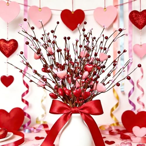 Valentines Day Decorations Red Pink Hearts Picks (6 Packs) Valentine’s Day