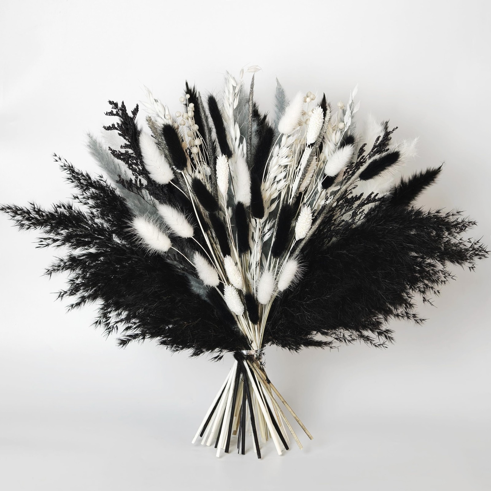 Black Pampas Grass Bouquet, Handmade Dried Flower Arrangement Decor