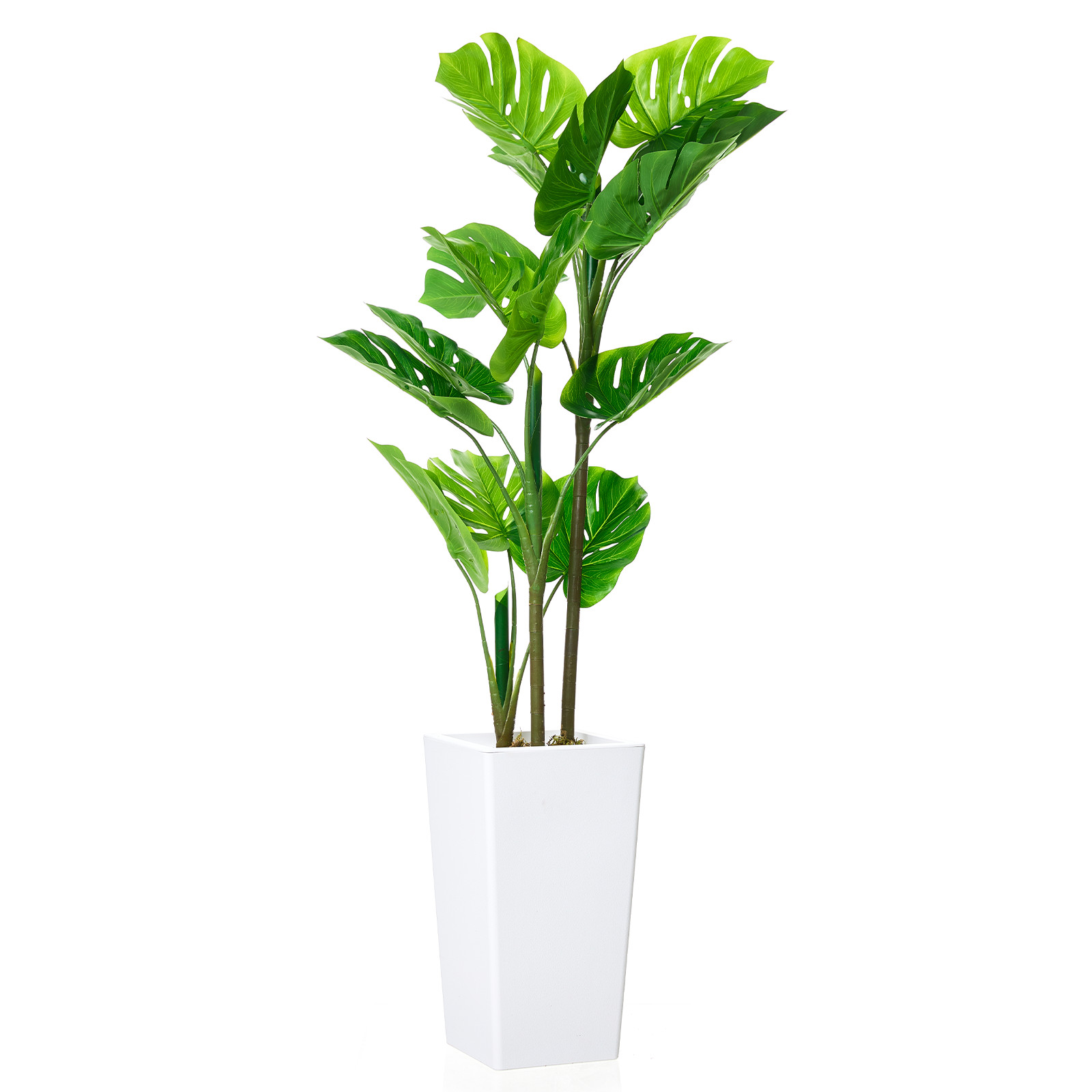 4.5ft Artificial Monstera Deliciosa Plant in White Planter Faux Tropical Tree