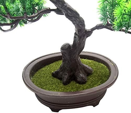 Artificial Bonsai Pine Tree, 11Inch Faux Potted Plant Desk Display Fake Tree Pot