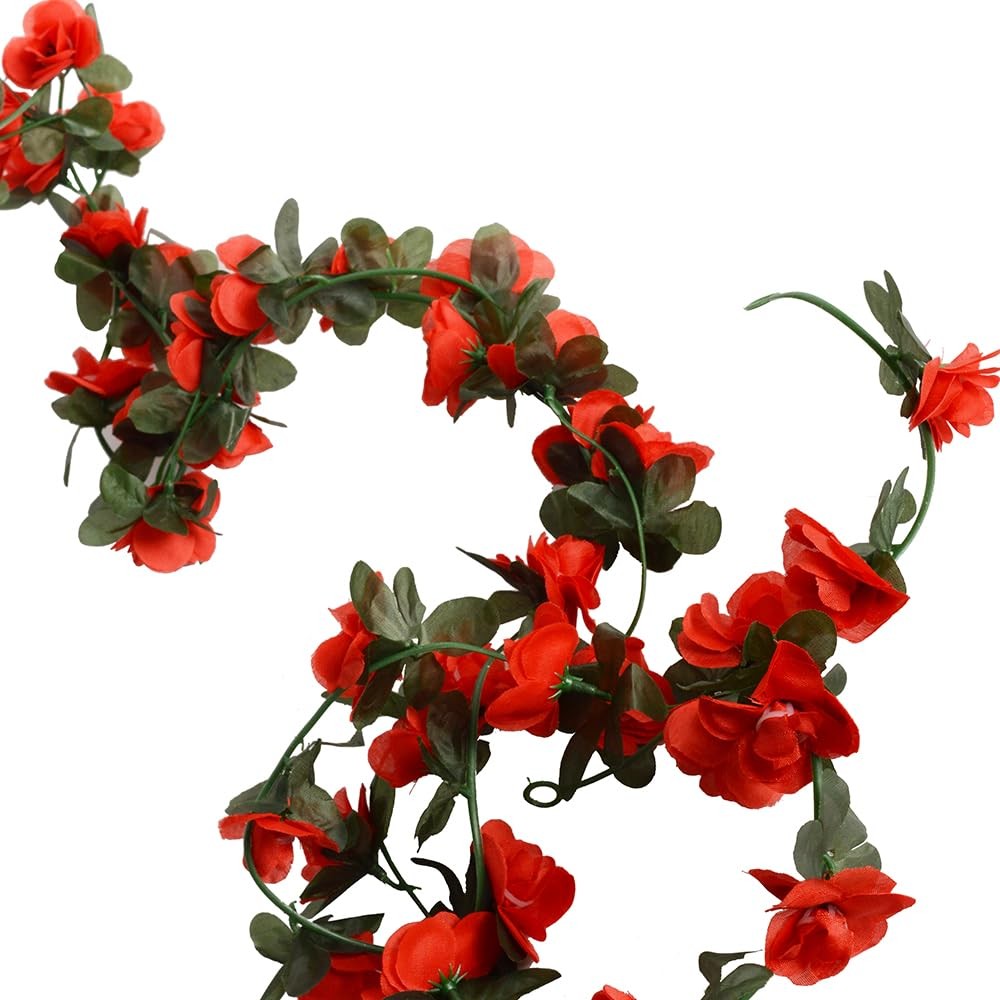 2 Pack Artificial Rose Vine Fake Flower Garland Fake Rose Hanging Vine Artifi…