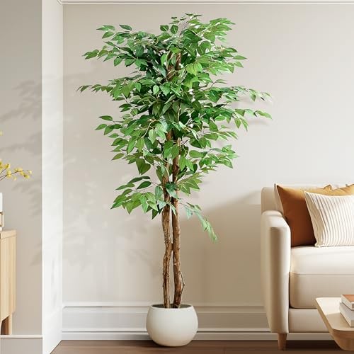 Artificial Ficus Tree with Sturdy Nursery Pot, 5FT Faux Silk Ficus Green(5ft)