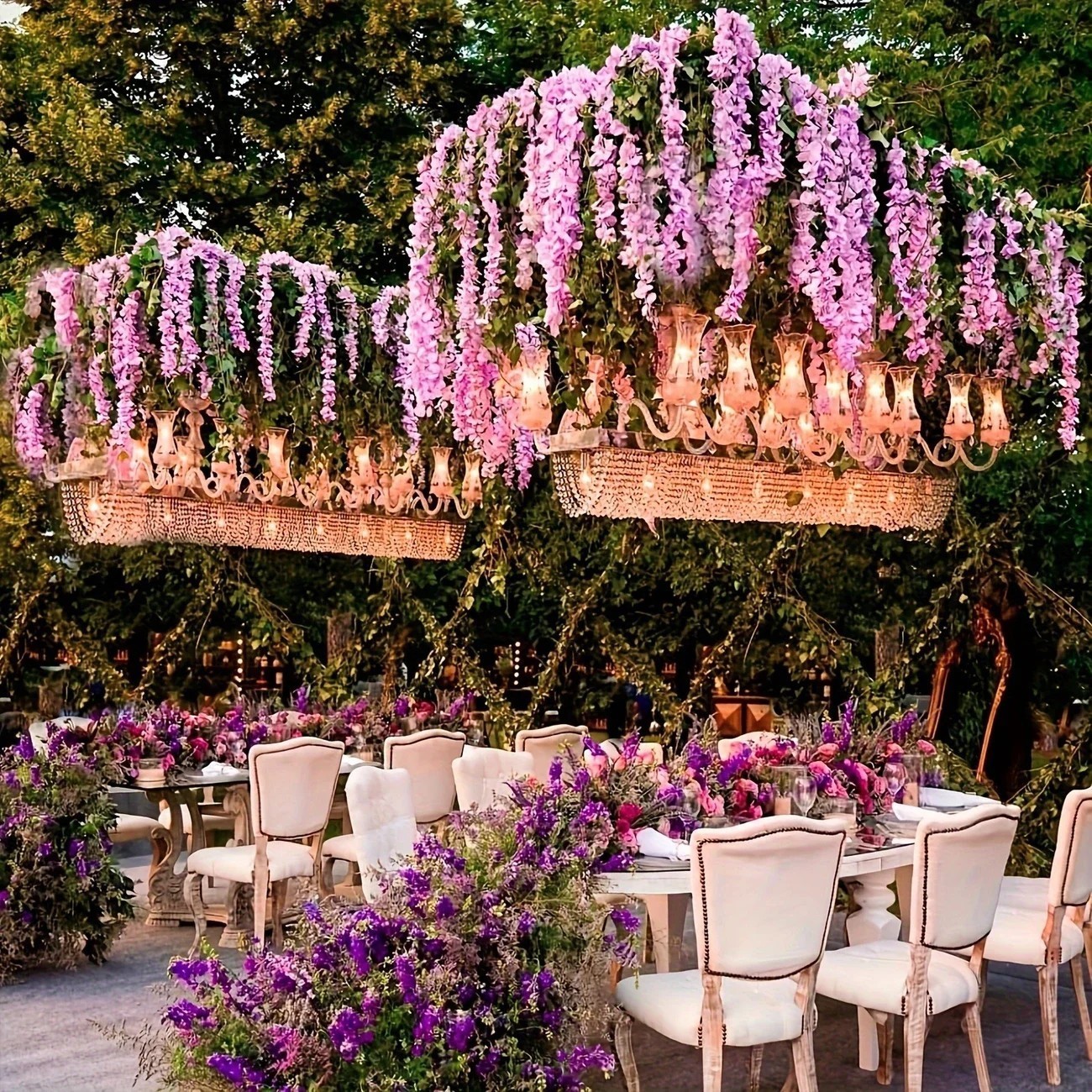 12pcs Wisteria Vine Artificial Flowers Trailing Fake String Garden Wedding Decor