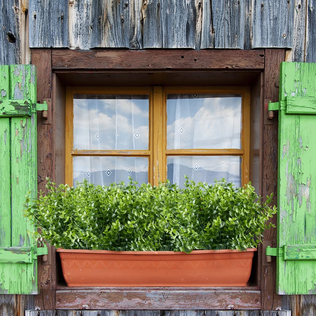 8 Bundles Artificial Eucalyptus Plant Fake Boxwood Shrubs UV Resistant No Fad…