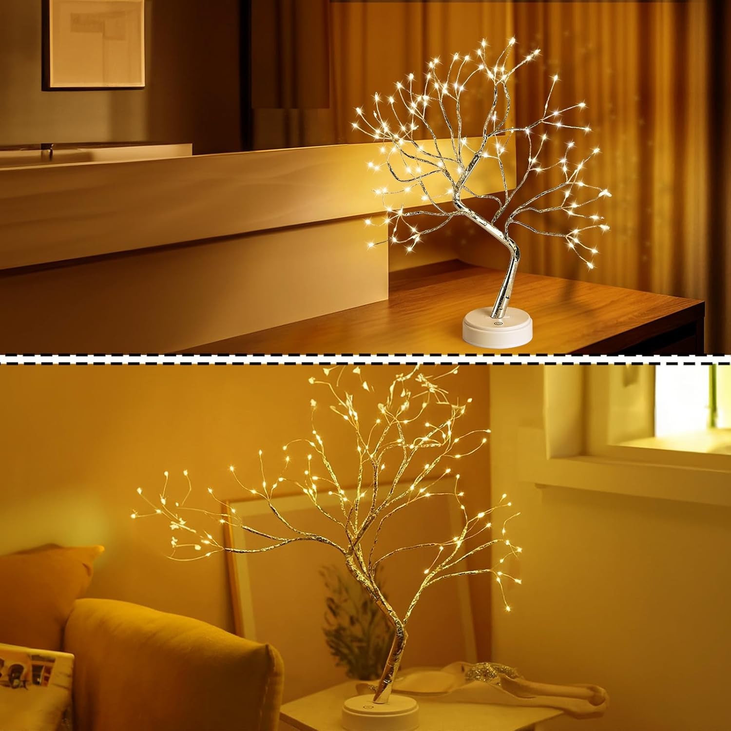 Hbaushun 20″ Tabletop Bonsai Tree Light, 108 LED Fairy Light Warm White