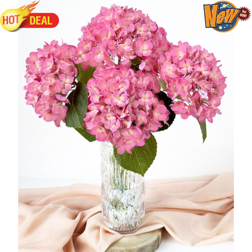 4 Pcs 20” Real Touch Hydrangeas Pink Artificial Hydrangeas Flowers Faux Late
