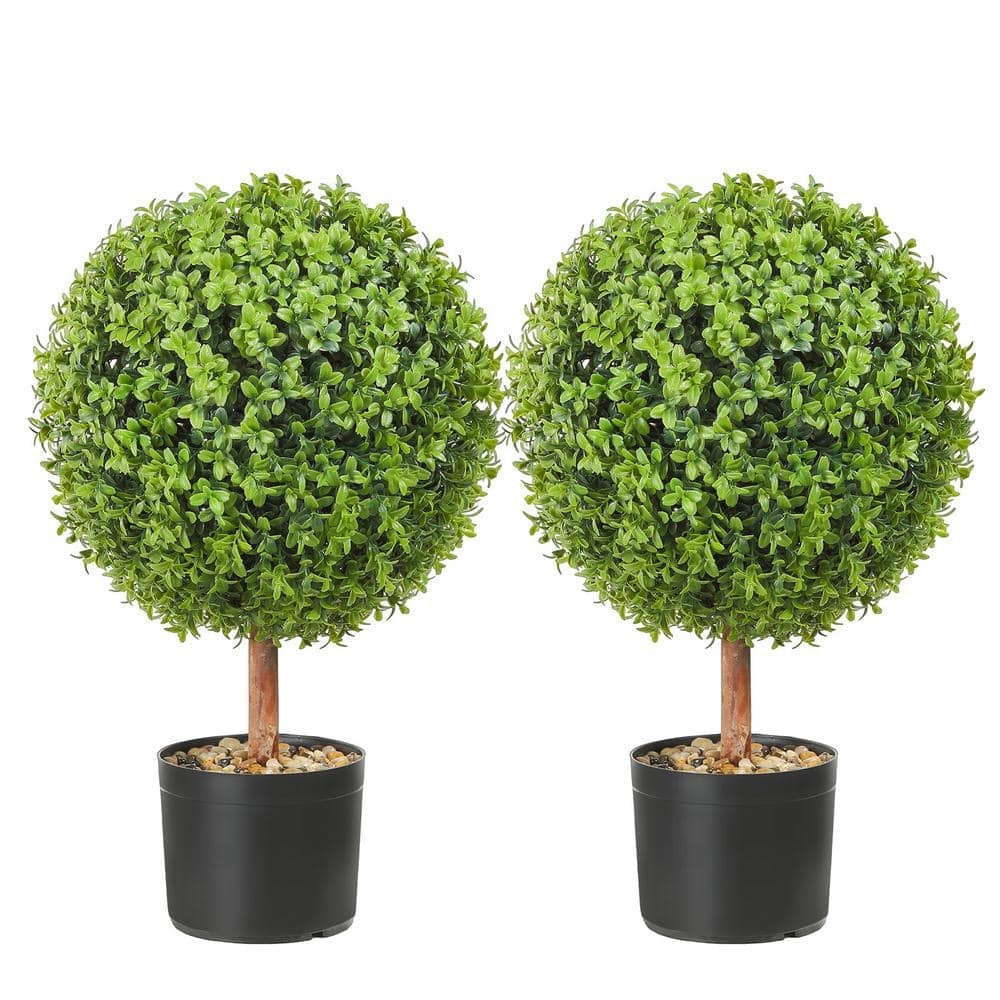 VEVOR 22 in. Green Boxwood Topiaries Ball-Shape Plant, 2-Piece