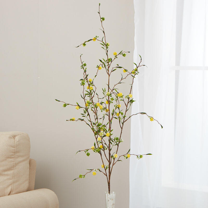 Set of 2 Indoor / Outdoor Yellow Artificial Berry 35″ Sprays