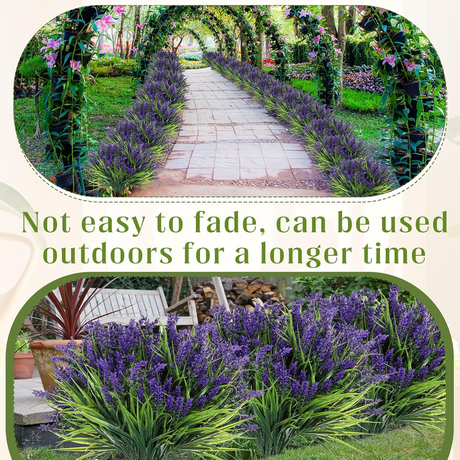 50 UV Resistant Purple Artificial Monkey Grass Plants for Garden & Home Decor