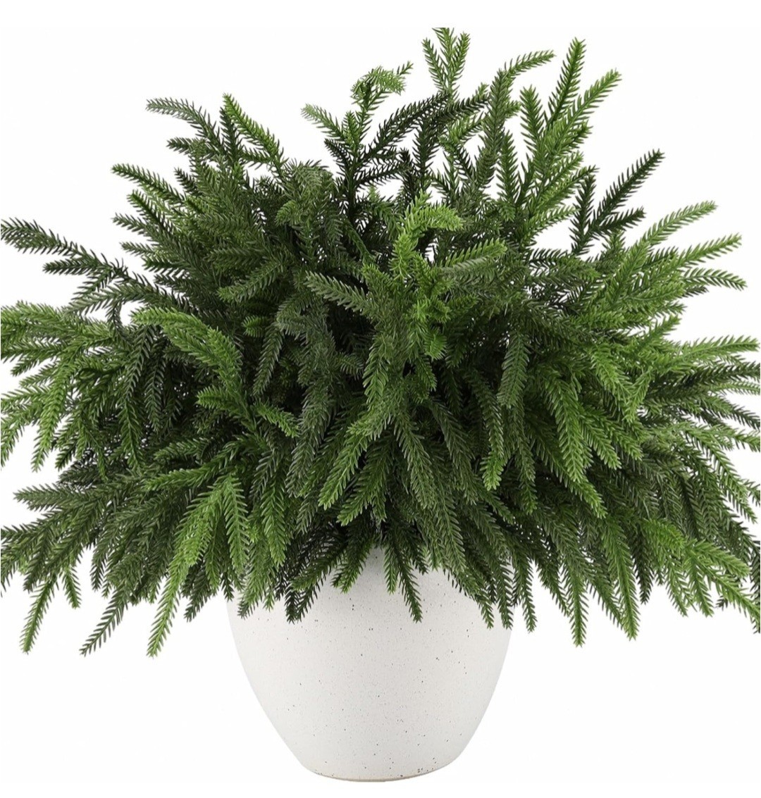 Wsorik 12Pcs Realistic Norfolk Pine Branches -18Inch Artificial Real Touch…