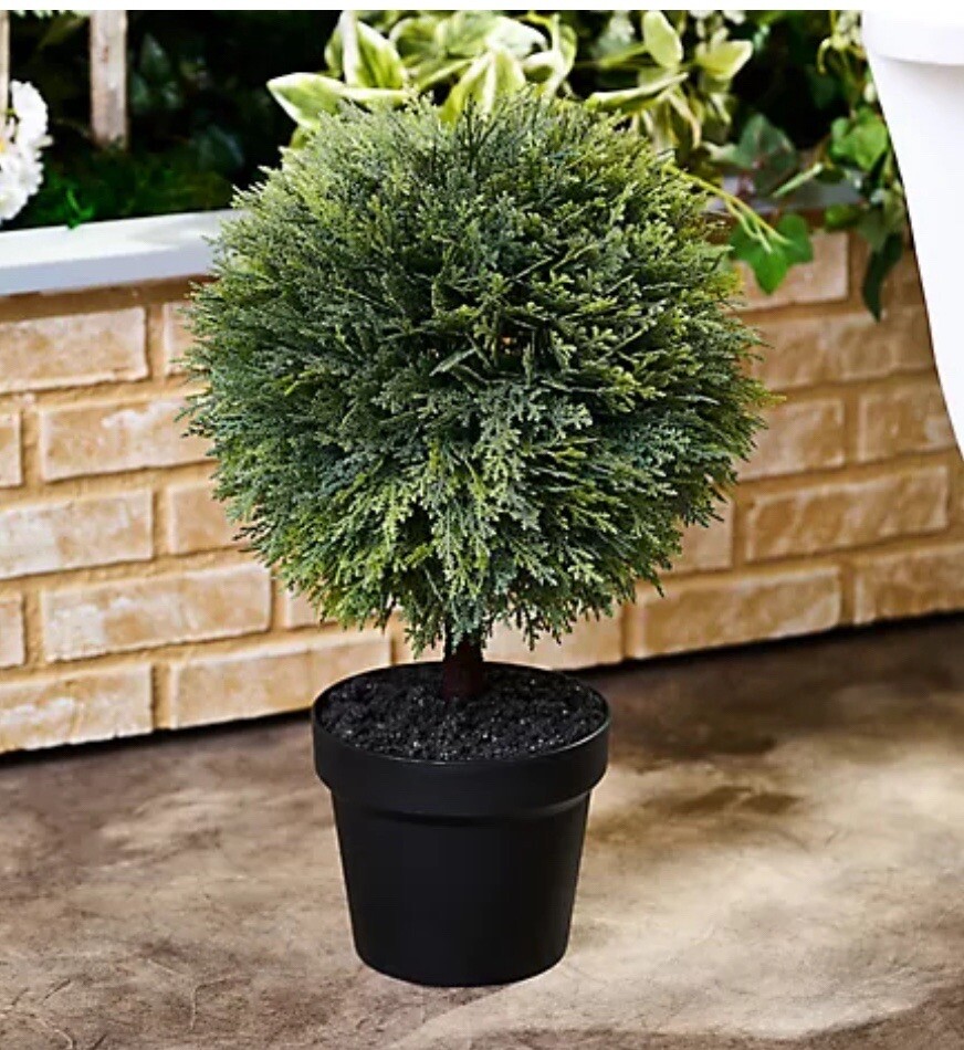 Garden Reflections 20″ Tall Faux Cypress Bush Tree 12” Round New Greenery