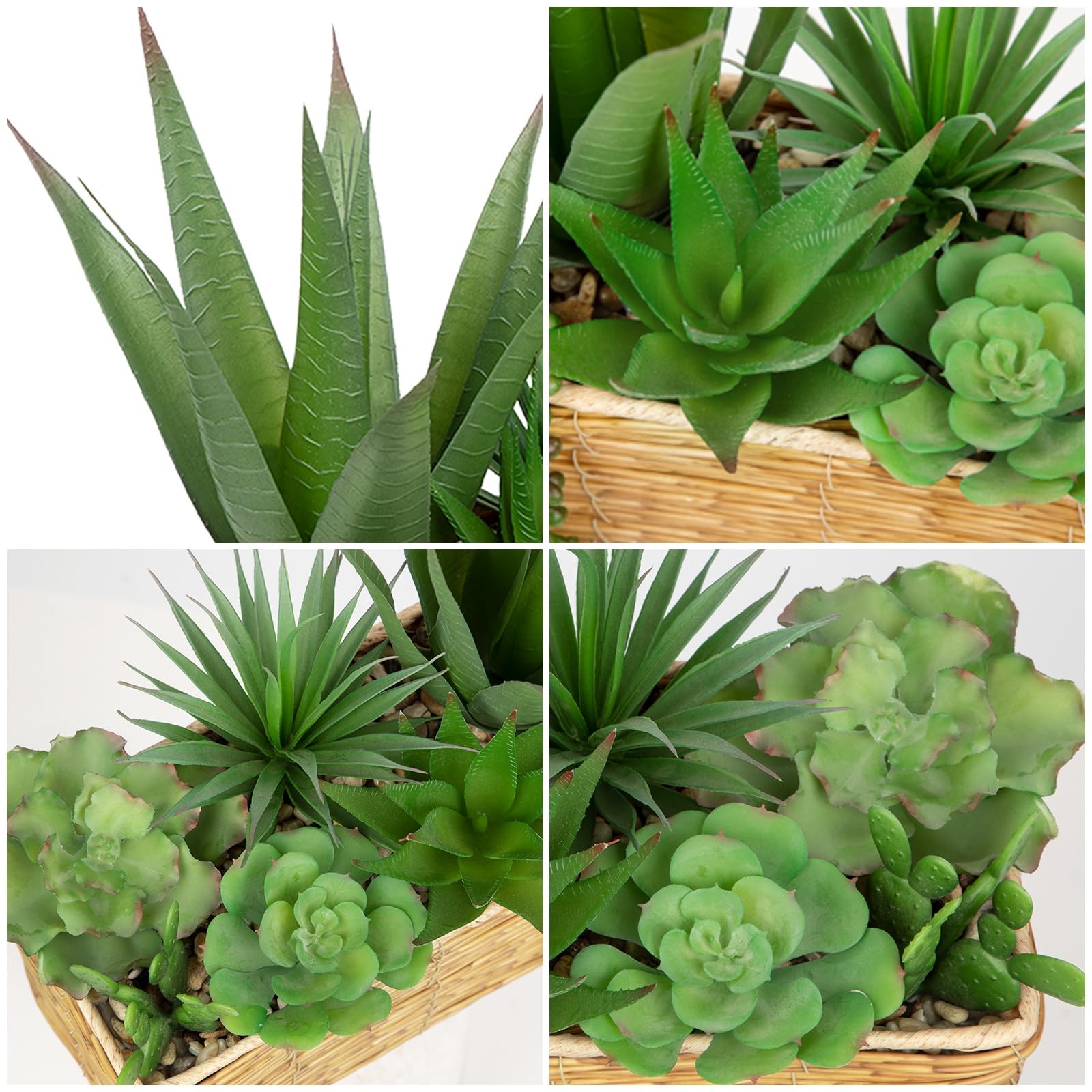 12 Inch Artificial Succulent Plant Arrangement Fake Agave Potted Woven Basket
