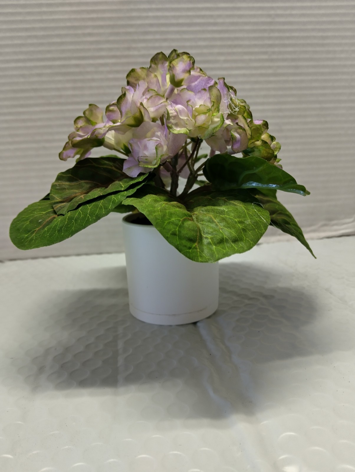 ARTIFICIAL 8″ Miniature African Violet – Purple With Green Edge