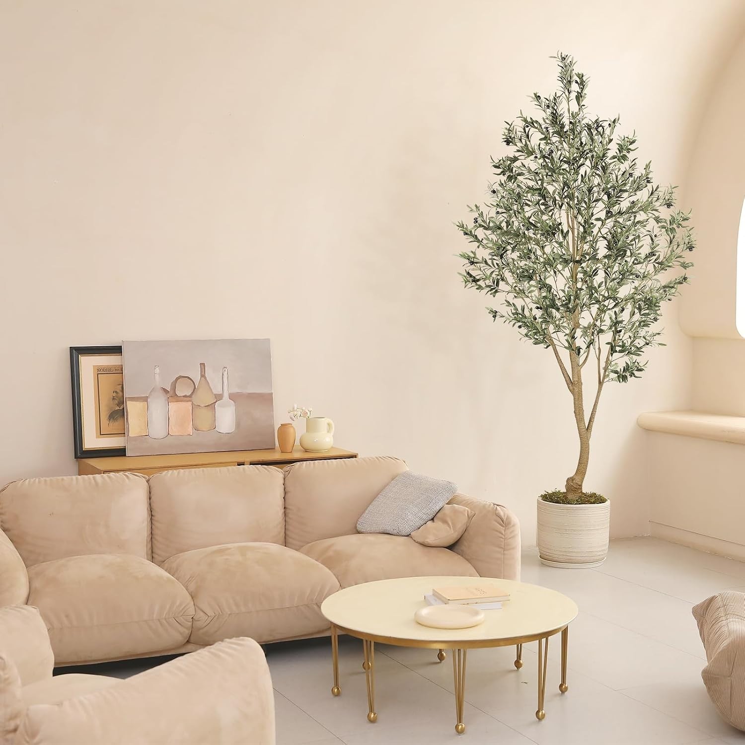 Lifelike 9ft Silk Olive Tree with Bendable Branches – Perfect for Home or Office