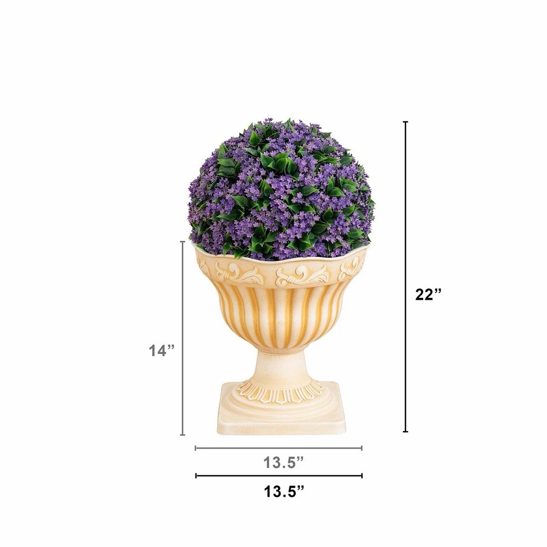22” UV Artificial Flowering Ball Topiary in Decorative Planter Indoor/Outdoor