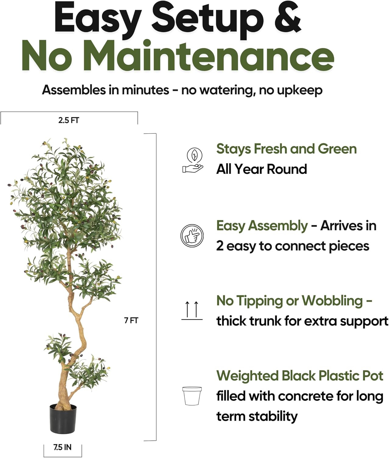 Fake Olive Tree 7.0 Feet – Artificial Plants Indoor, Faux Olive Tree, Fake Tree
