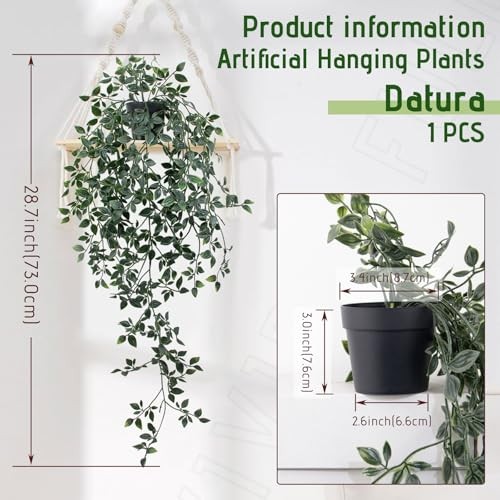 Fake Hanging Plant with Pot Small Artificial Potted Vine Plants 28.7-in Mandala