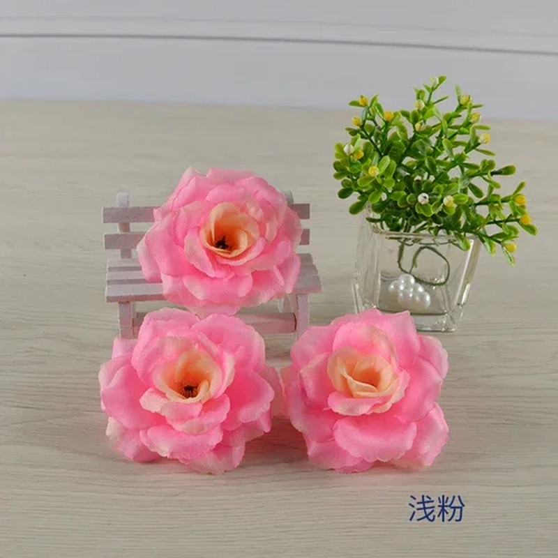 8cm Gold/Silver Artificial Rose Silk Flower Heads for DIY Decor