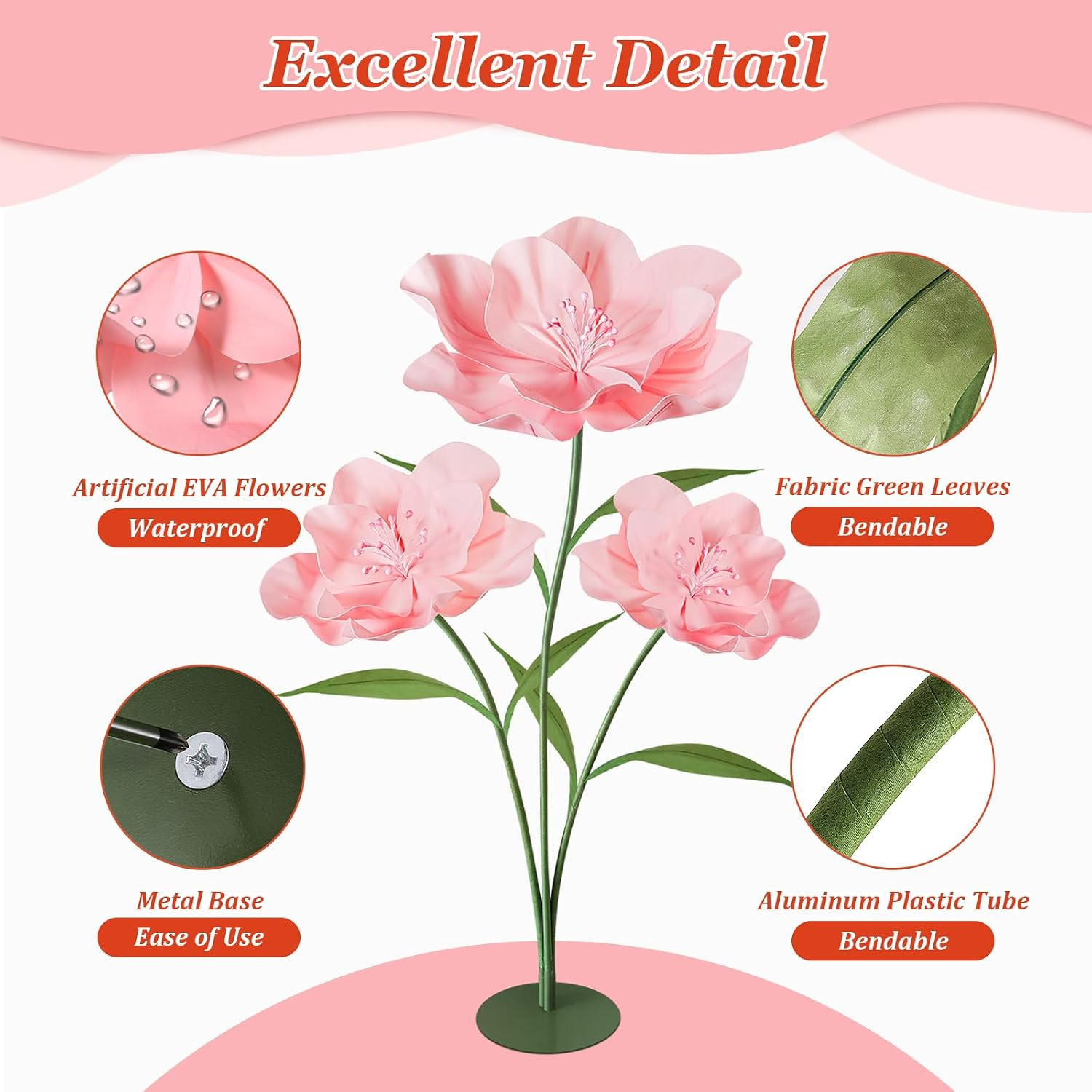 Giant Artificial Flowers for Decoration, 5.6 Ft Waterproof EVA Large Fake Flower