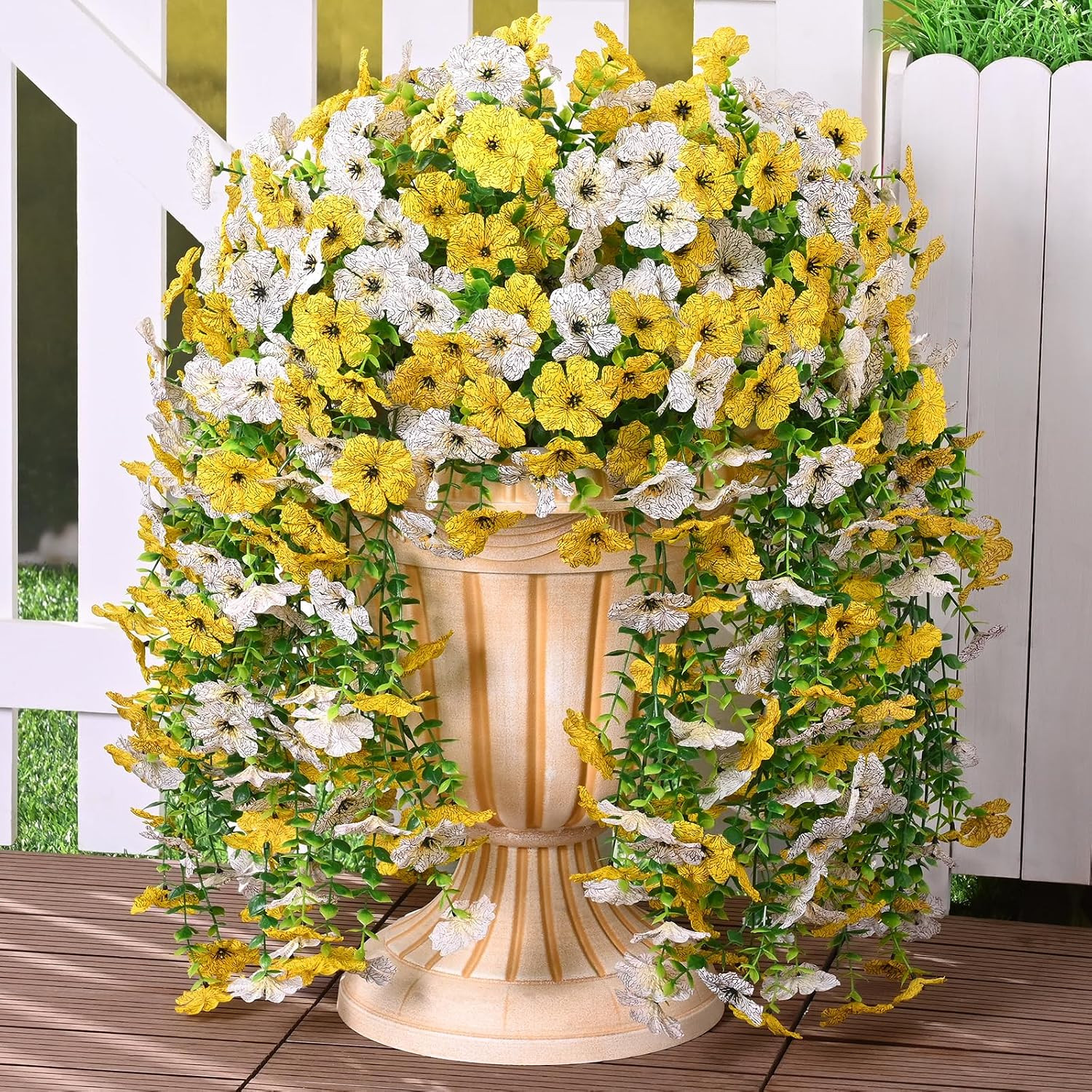 4 Pcs Look Real Artificial Flowers for Outdoors, Realistic Fake Artificial Hangi