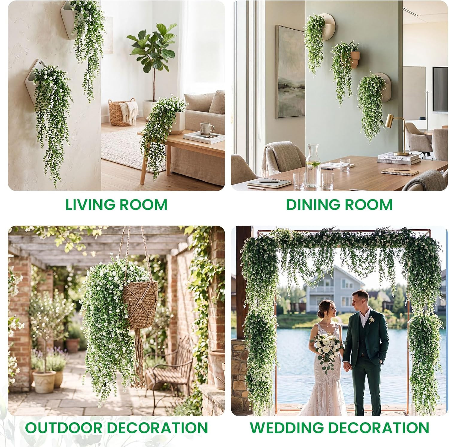 28 Pcs Artificial Hanging Plants 32 Inch Plastic Fern Vine Fake Greenery Plant F