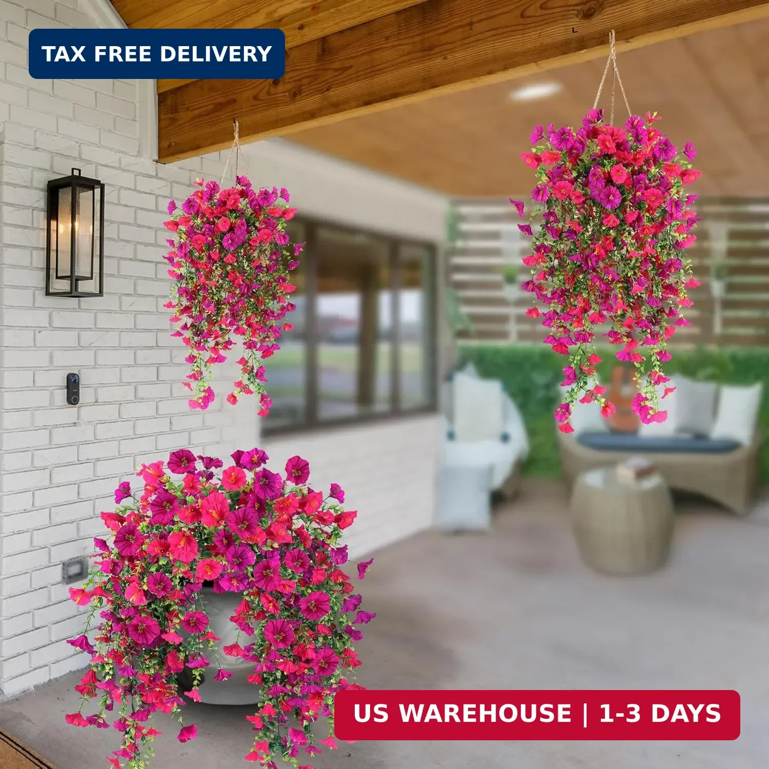 Artificial Fake Hanging Flowers Plants for Outdoor Outside Spring Summer Decorat