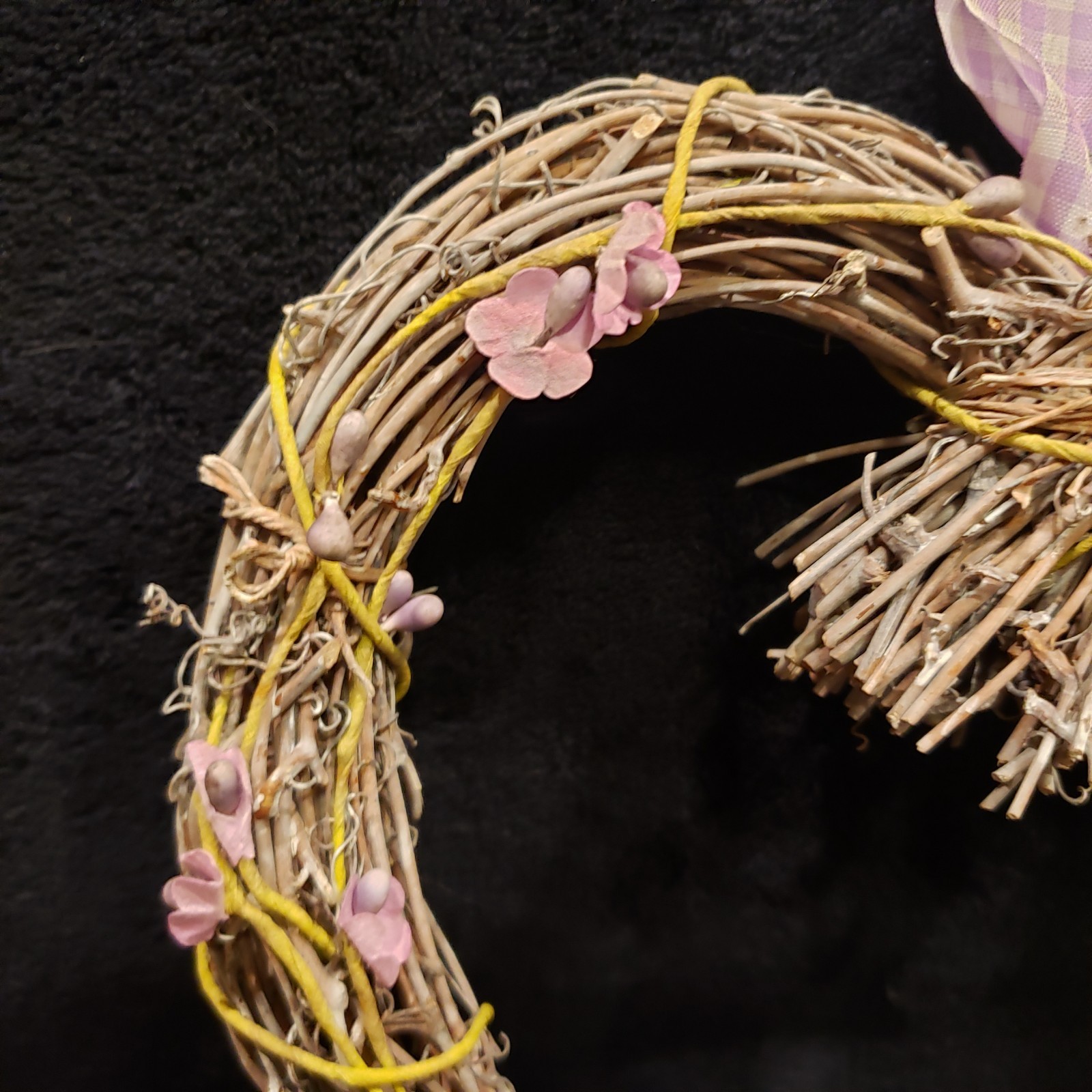 Heart Shaped Grapevine Vintage Wreath Purple Flower Grandma Cottagecore Handmade