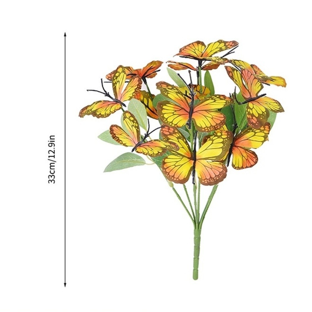 Artificial Silk Butterfly Stems with Leaves Colorful Faux Floral Decor 33cm