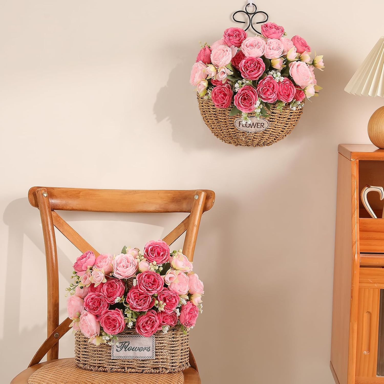 2 Packs Peonies Artificial Flowers Mixed Pink Silk Vintage Faux Floral for Vase