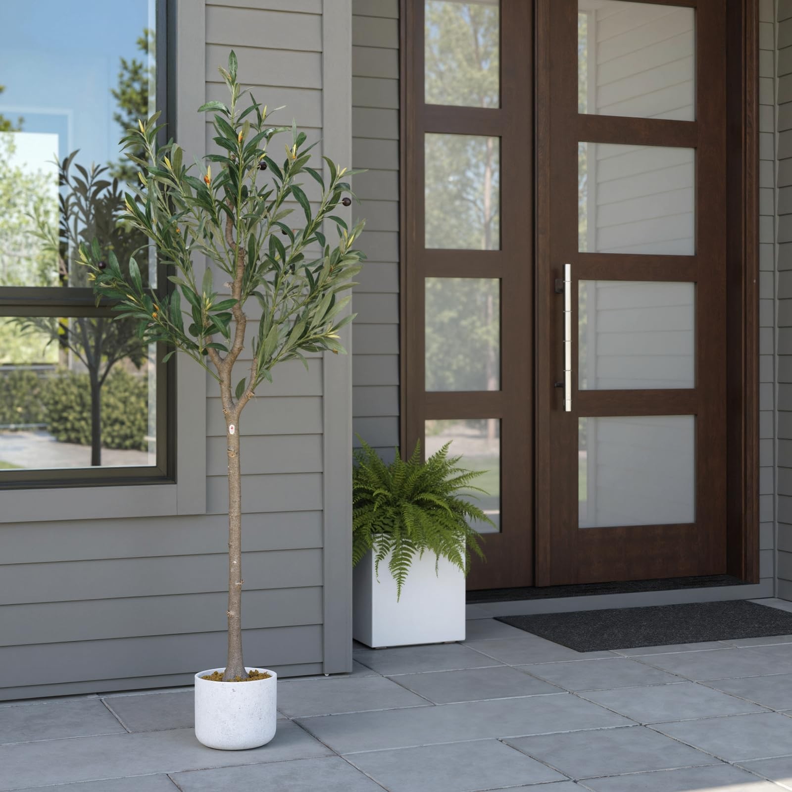 4FT Artificial Olive Tree,Tall Faux Plant with Realistic Olives for Home Decor