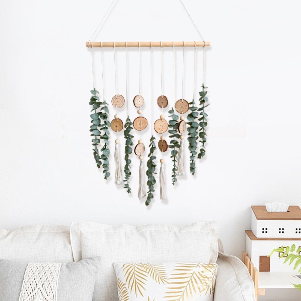 Artificial Eucalyptus Wall Hanging Fake Boho Wall Art Bedroom Kitchen Home Decor