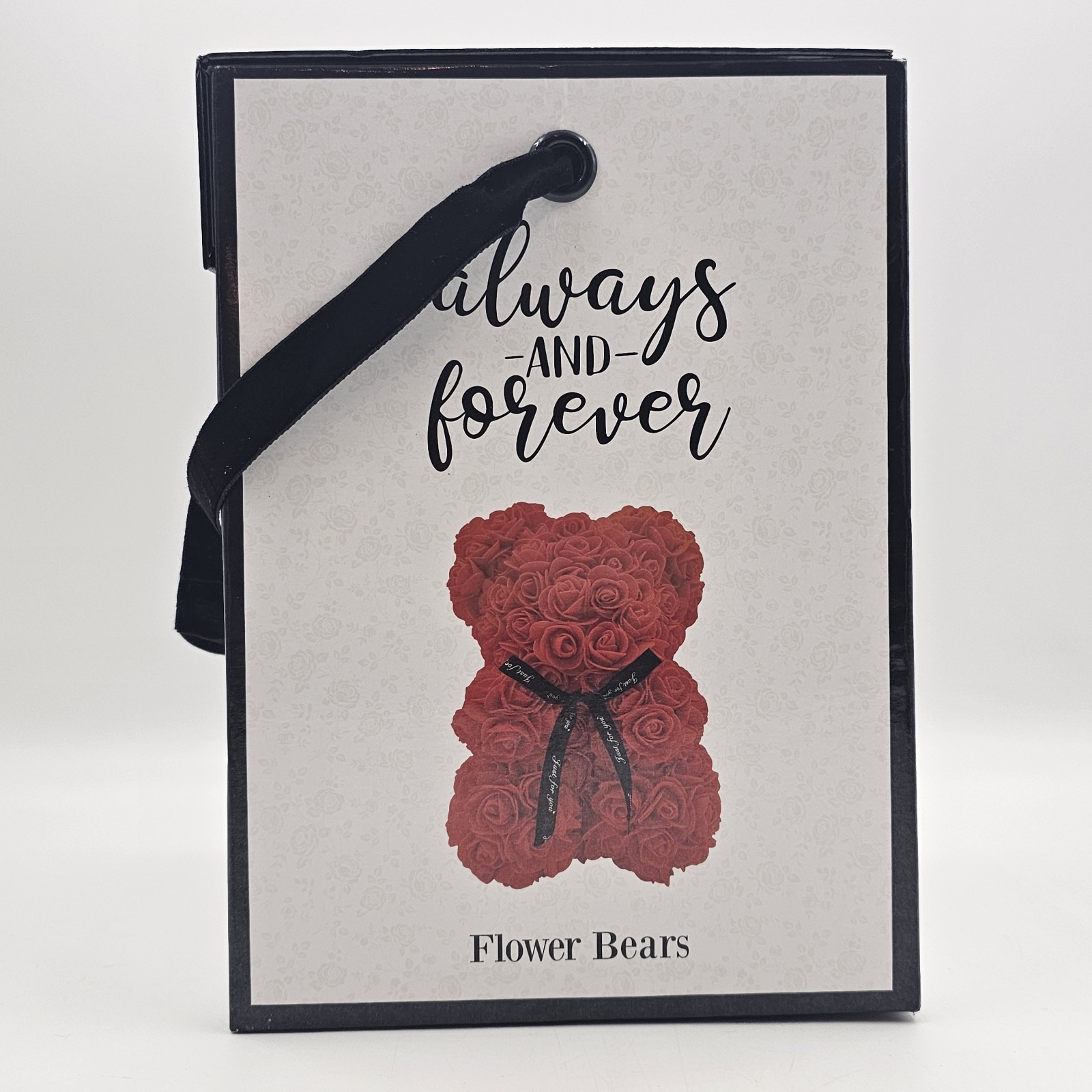 Always And Forever Faux Rose Flower Bear Figure Valentines Day Gift Maroon 9 in