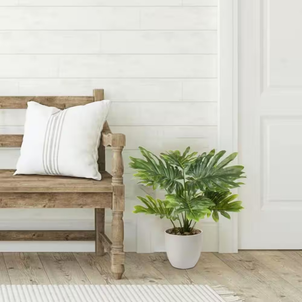 18 In. Fake Potted Plant with White Pot
