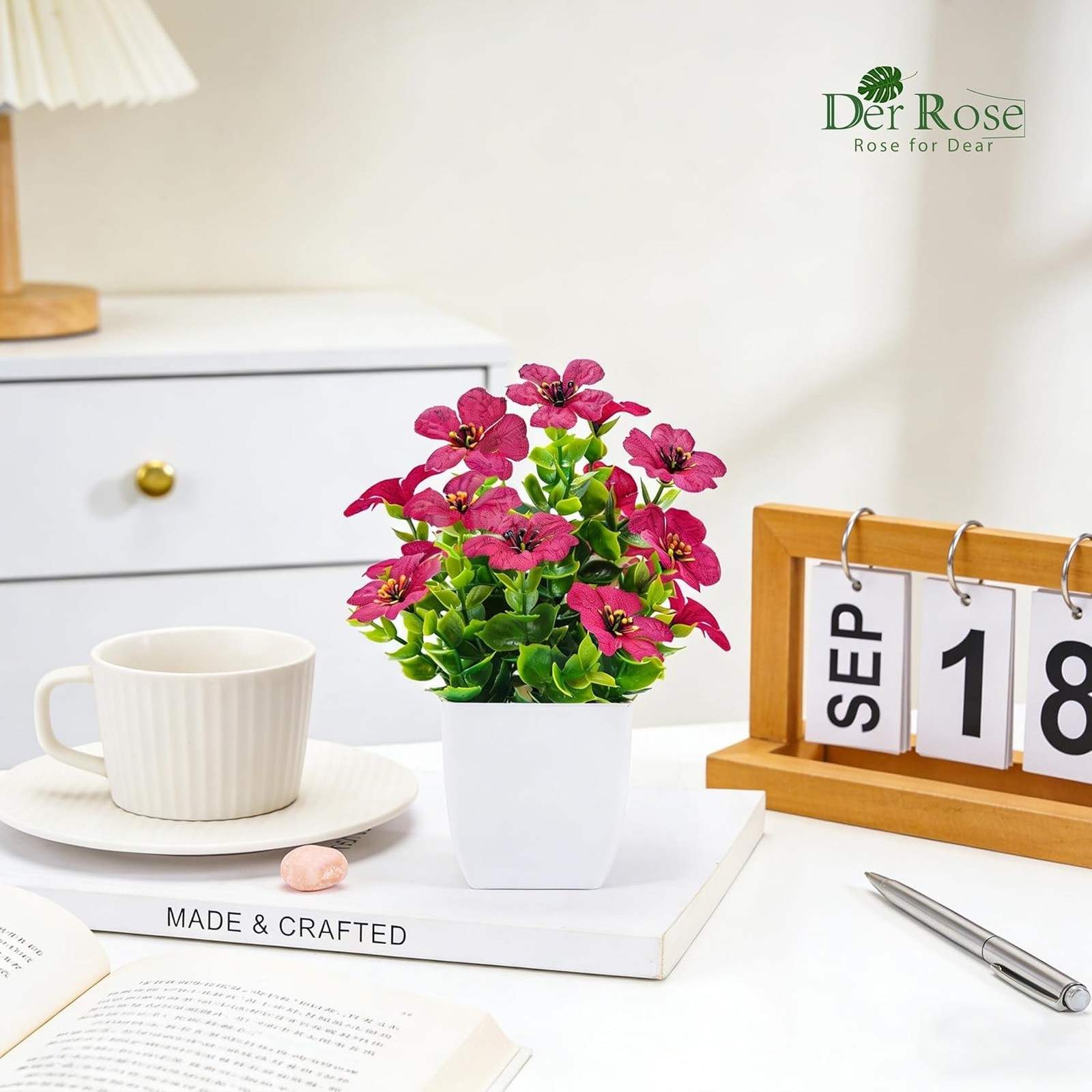 Artificial Plants with Fragrant Discs for Bathroom Bedroom Office Decor, 4 Pack