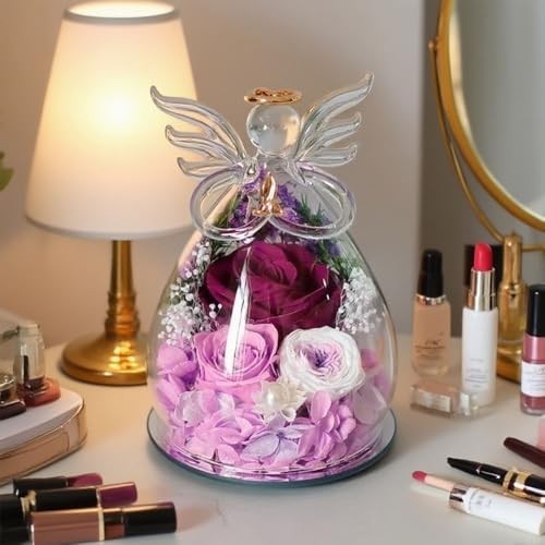 Rose Flower In Glass Gifts For Women Wife Her Valentine Girlfriend Birthday Gift