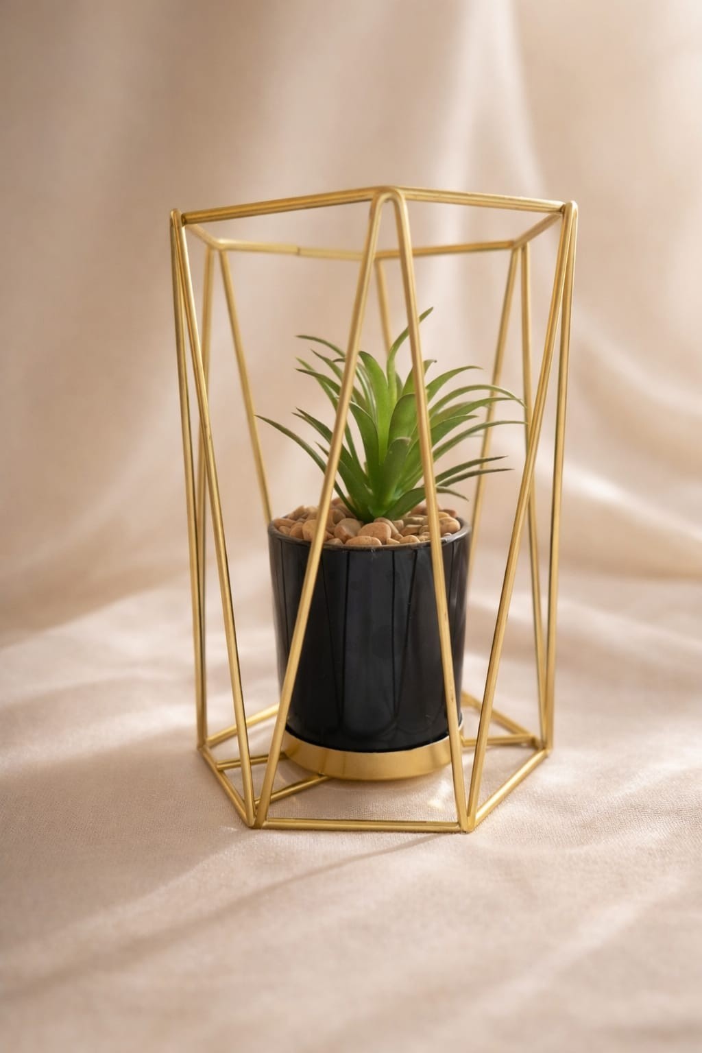 Minimalist Decor Artificial Plant Geometric Design Gold Frame Modern Accessory