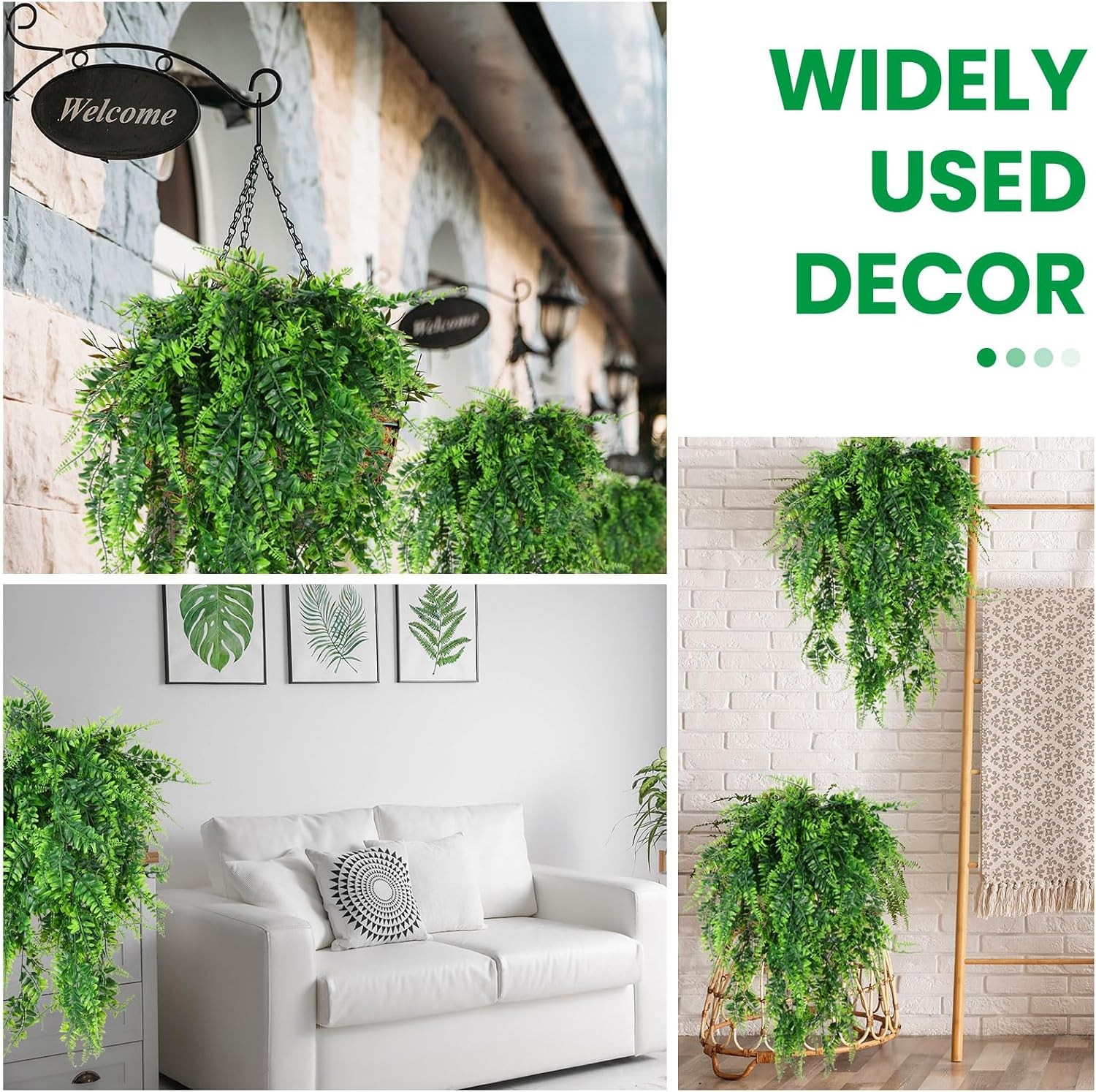 128 Pcs Artificial Hanging Plants 32 Inch Hanging Boston Ferns Plastic Fake
