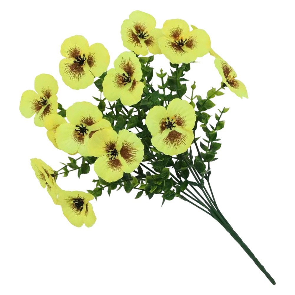Pansy Fake Flower Bunch 35cm Tricolor Violet for Window Box Arrangement